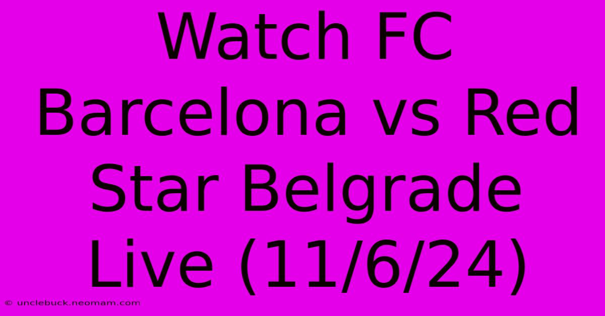 Watch FC Barcelona Vs Red Star Belgrade Live (11/6/24)