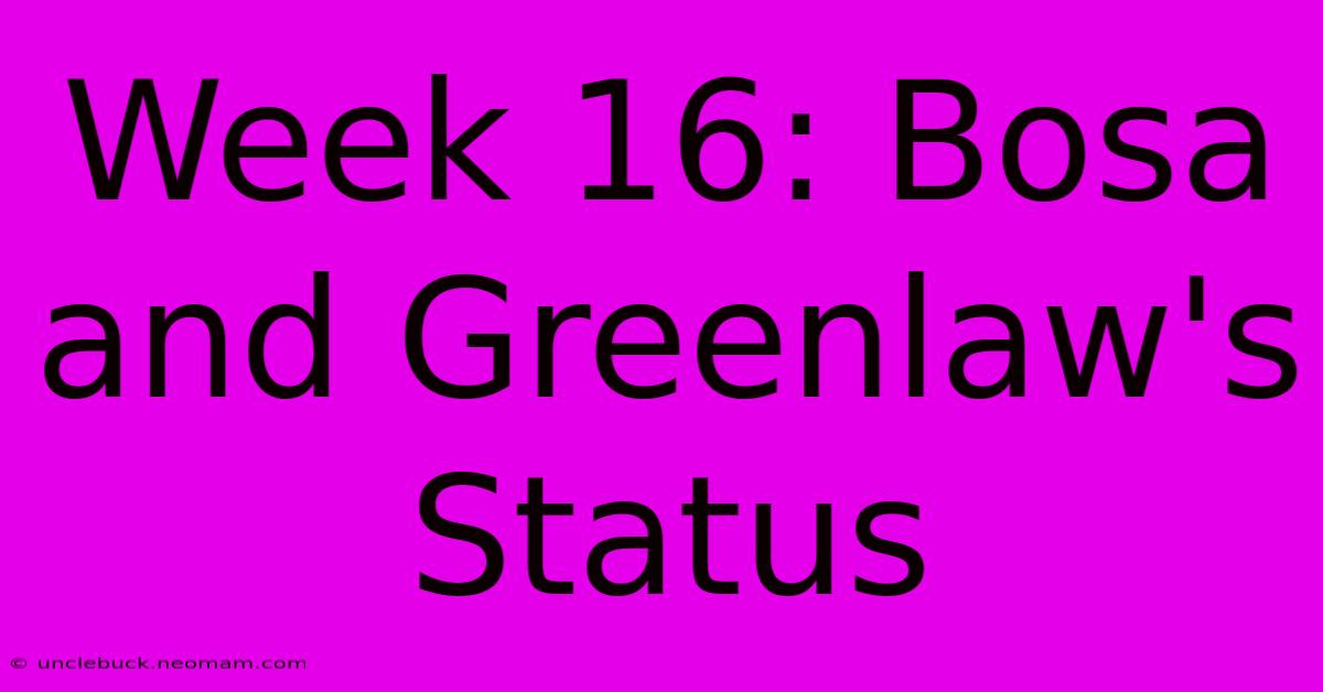 Week 16: Bosa And Greenlaw's Status