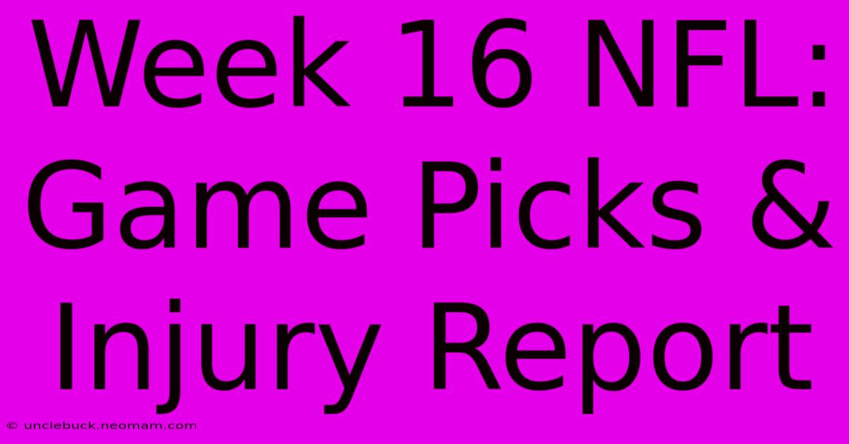 Week 16 NFL: Game Picks & Injury Report