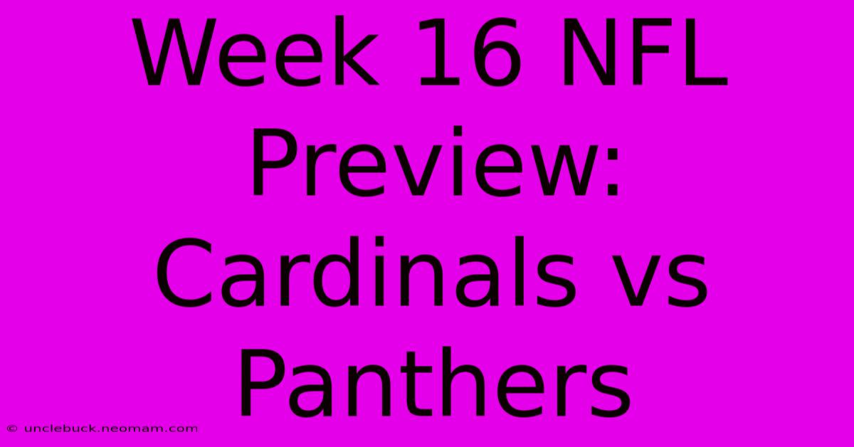 Week 16 NFL Preview: Cardinals Vs Panthers