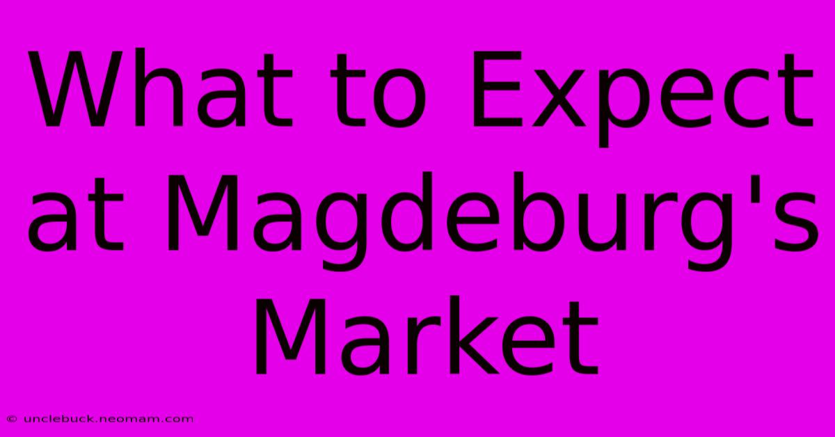 What To Expect At Magdeburg's Market