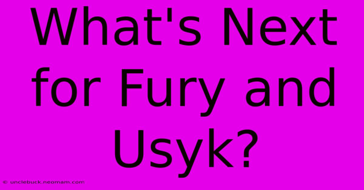 What's Next For Fury And Usyk?