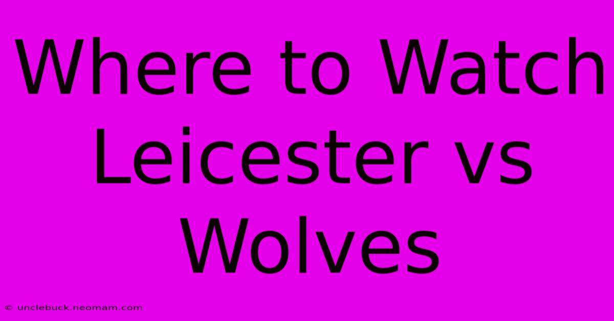 Where To Watch Leicester Vs Wolves