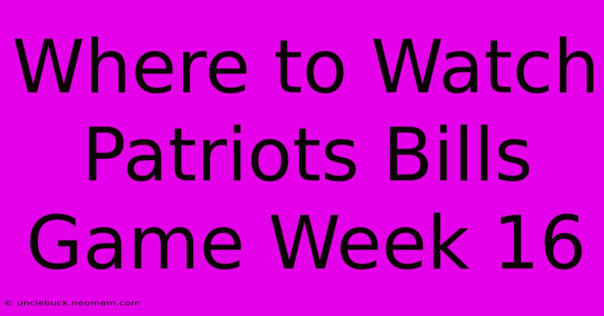 Where To Watch Patriots Bills Game Week 16