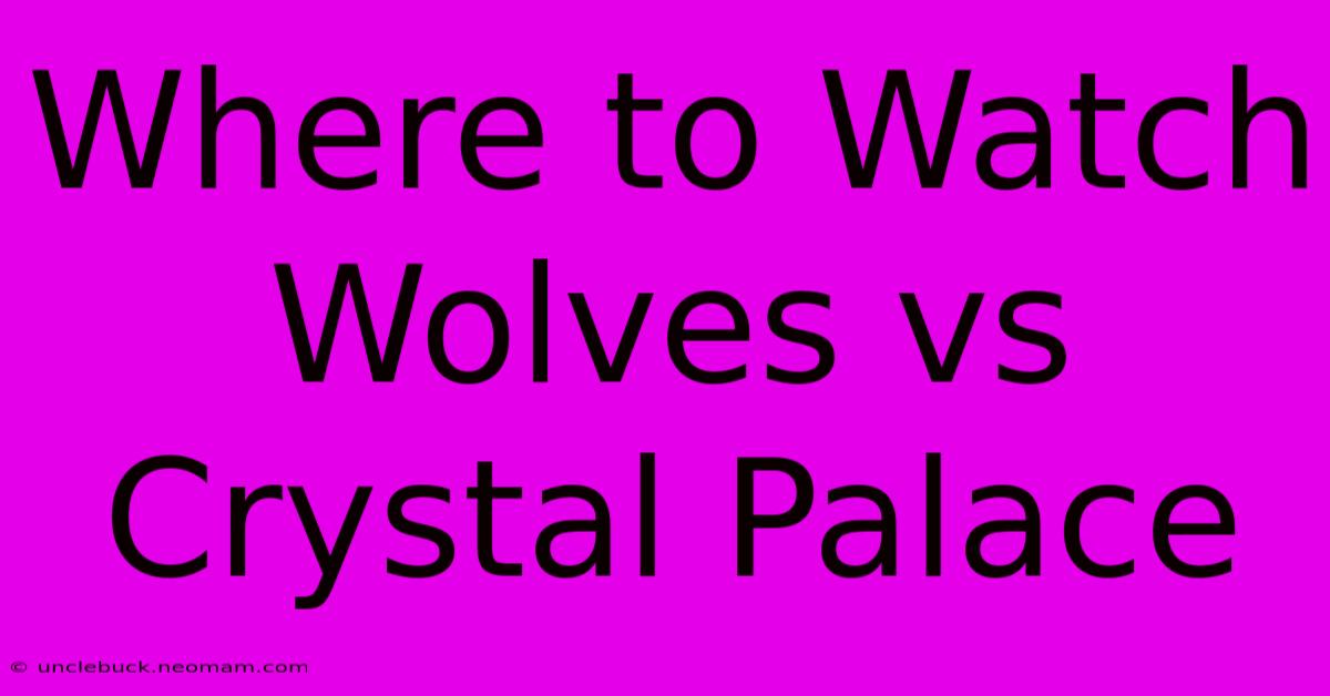 Where To Watch Wolves Vs Crystal Palace 