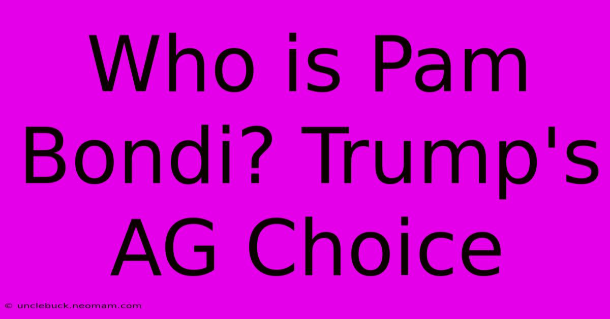 Who Is Pam Bondi? Trump's AG Choice