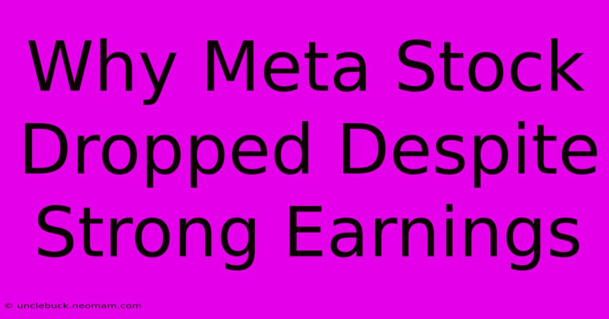 Why Meta Stock Dropped Despite Strong Earnings