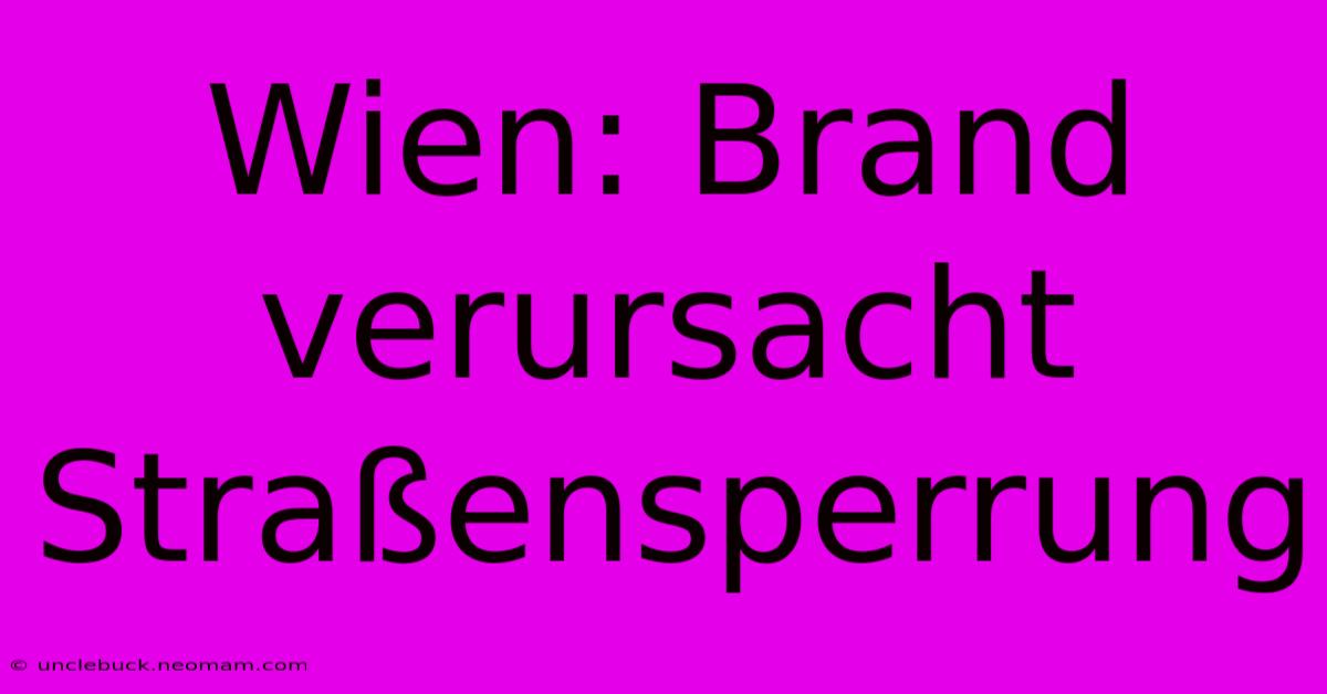 Wien: Brand Verursacht Straßensperrung