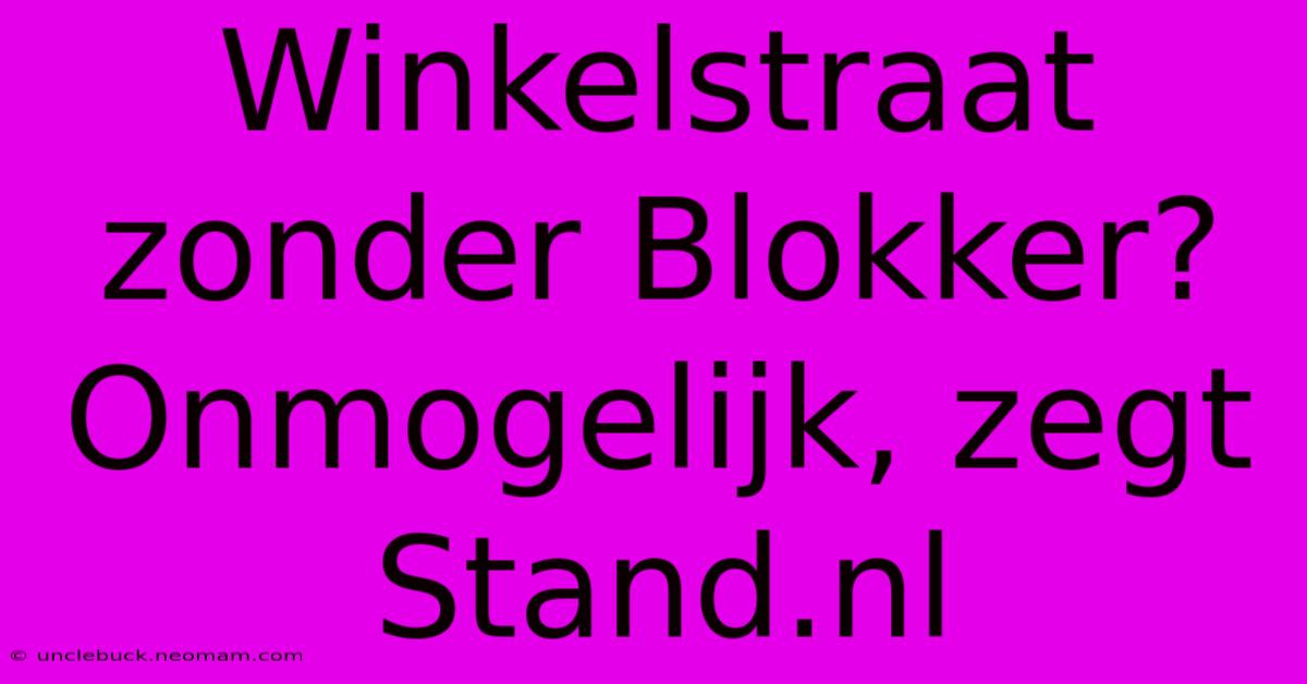 Winkelstraat Zonder Blokker? Onmogelijk, Zegt Stand.nl