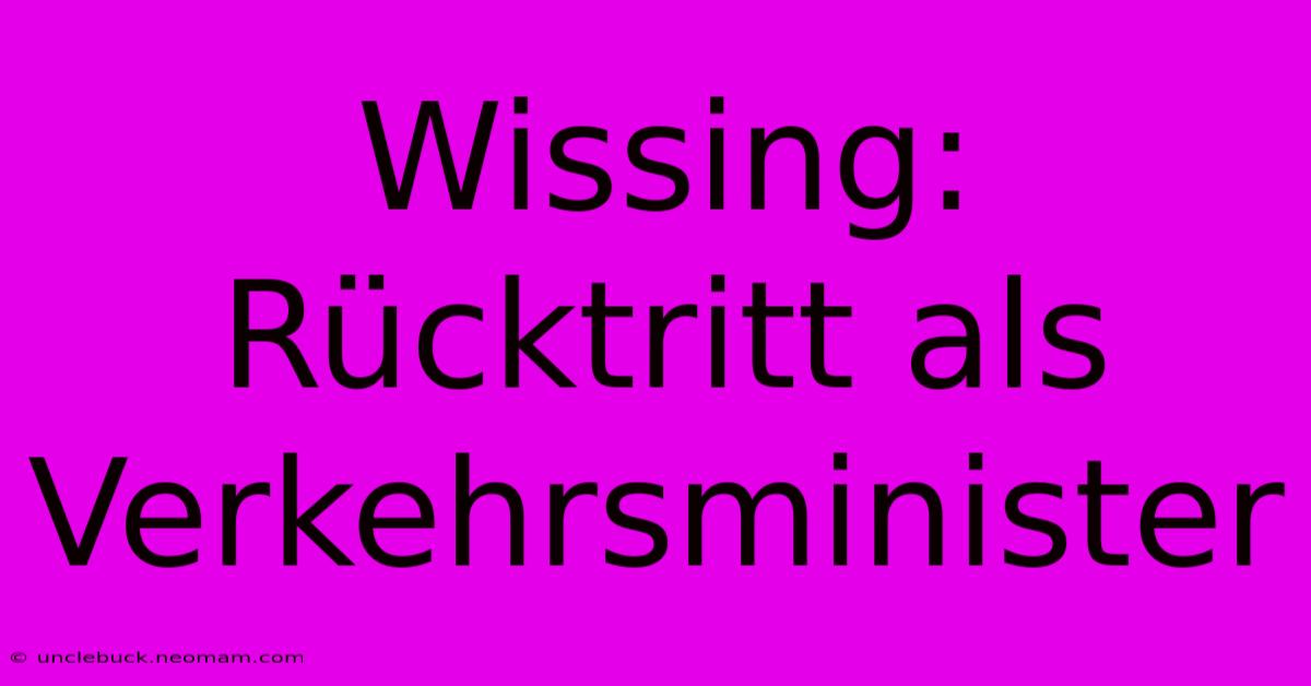 Wissing: Rücktritt Als Verkehrsminister 