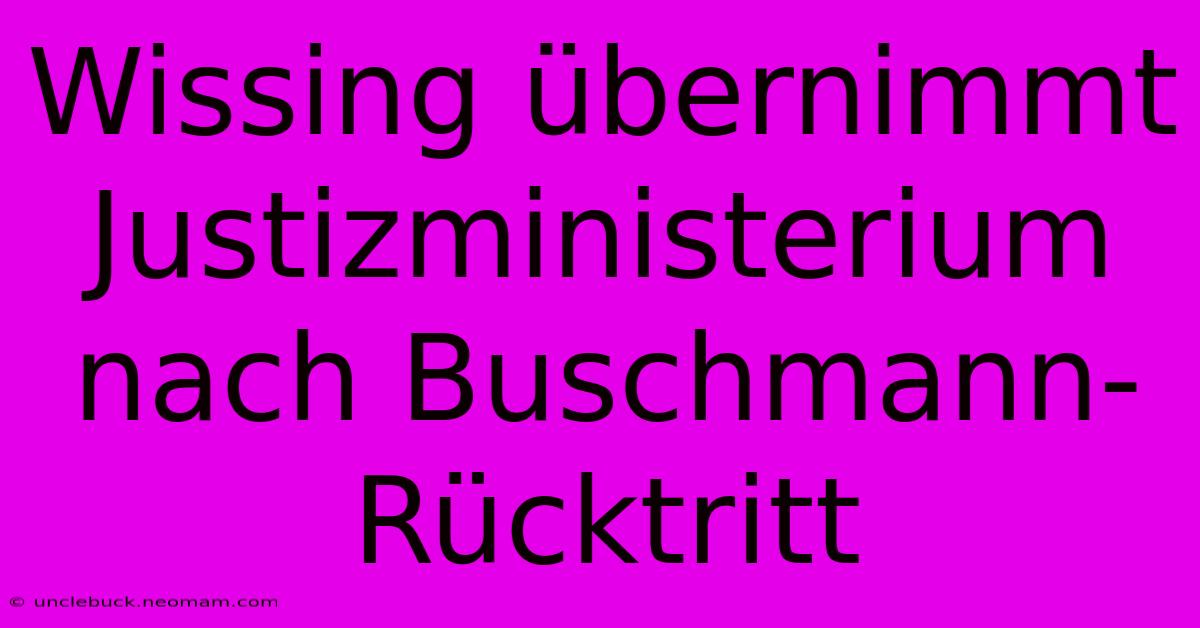 Wissing Übernimmt Justizministerium Nach Buschmann-Rücktritt