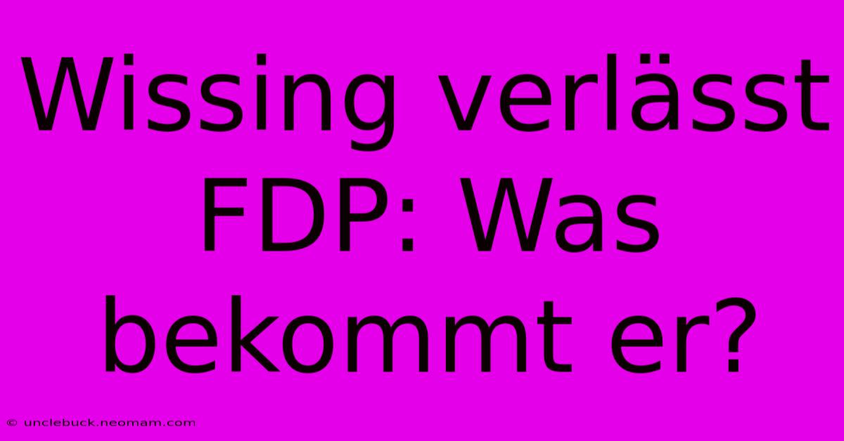 Wissing Verlässt FDP: Was Bekommt Er?