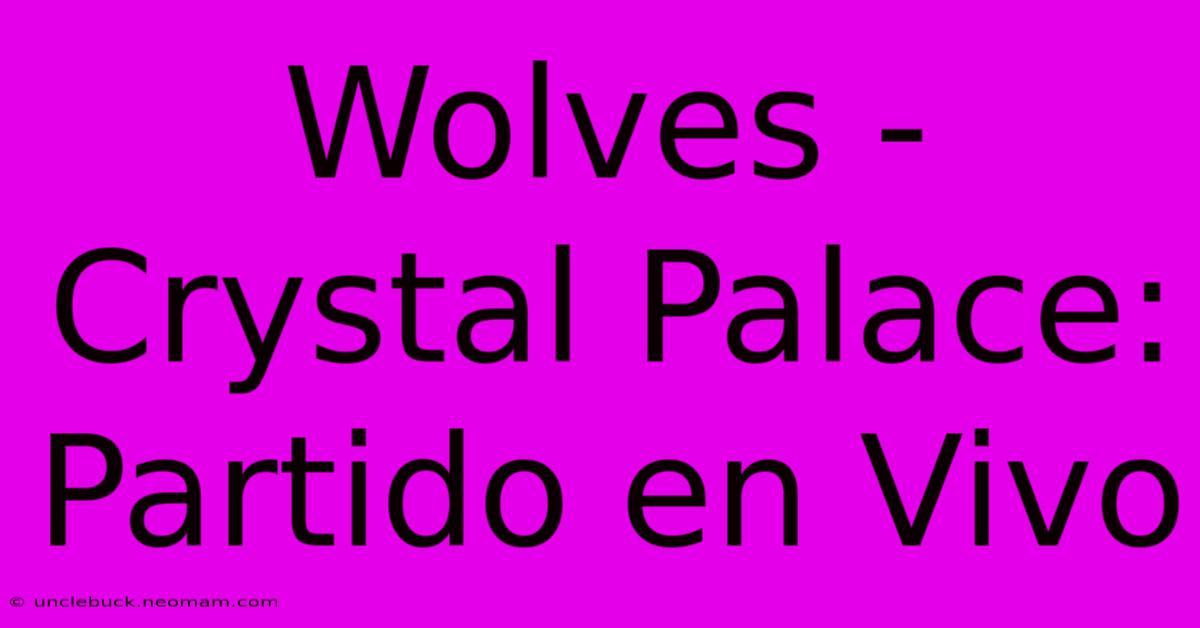 Wolves - Crystal Palace: Partido En Vivo