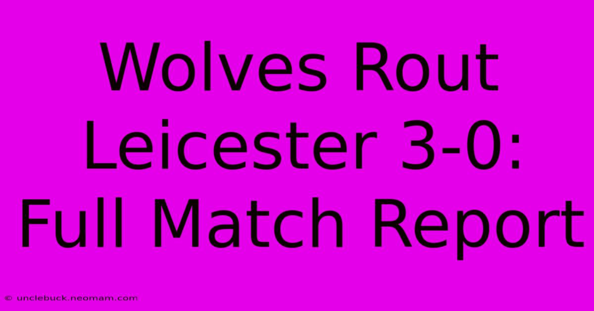 Wolves Rout Leicester 3-0: Full Match Report