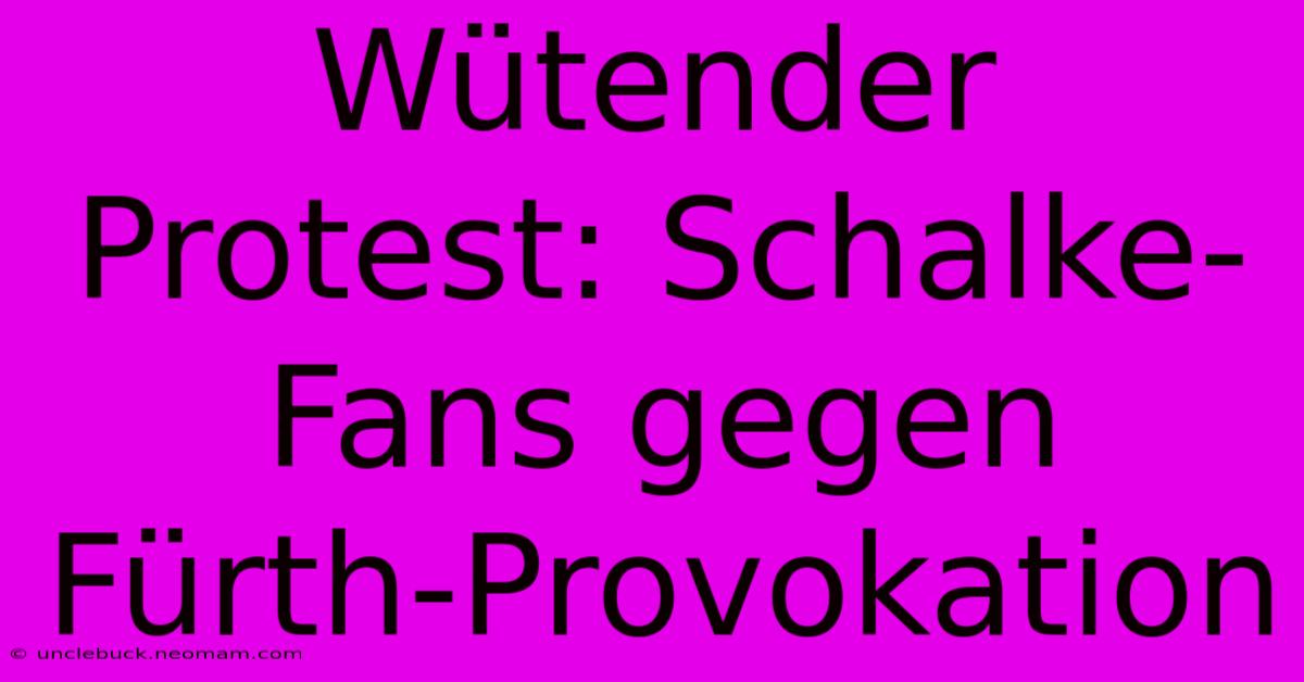 Wütender Protest: Schalke-Fans Gegen Fürth-Provokation