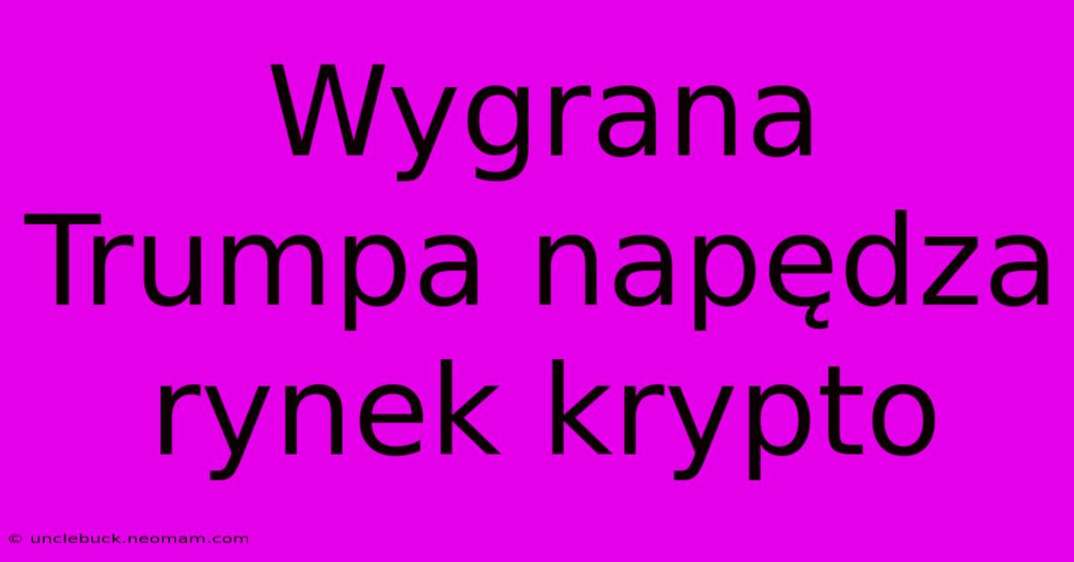 Wygrana Trumpa Napędza Rynek Krypto 