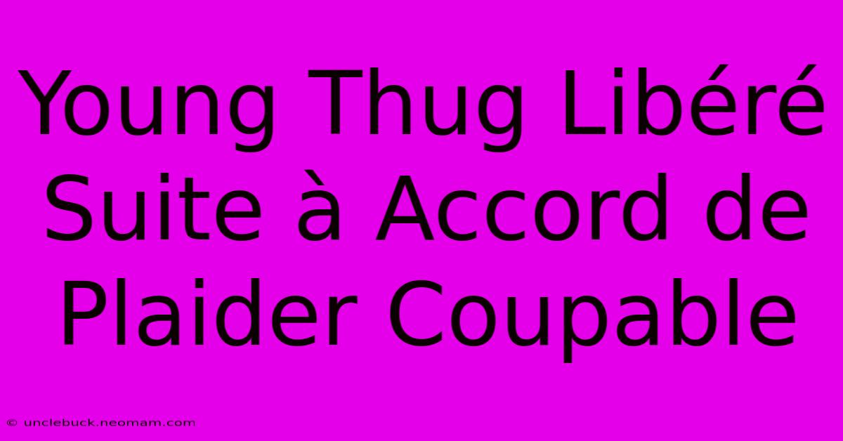 Young Thug Libéré Suite À Accord De Plaider Coupable 