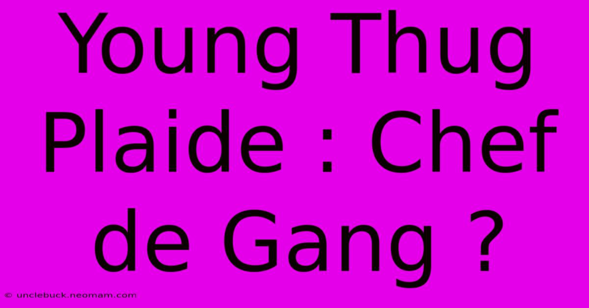 Young Thug Plaide : Chef De Gang ?