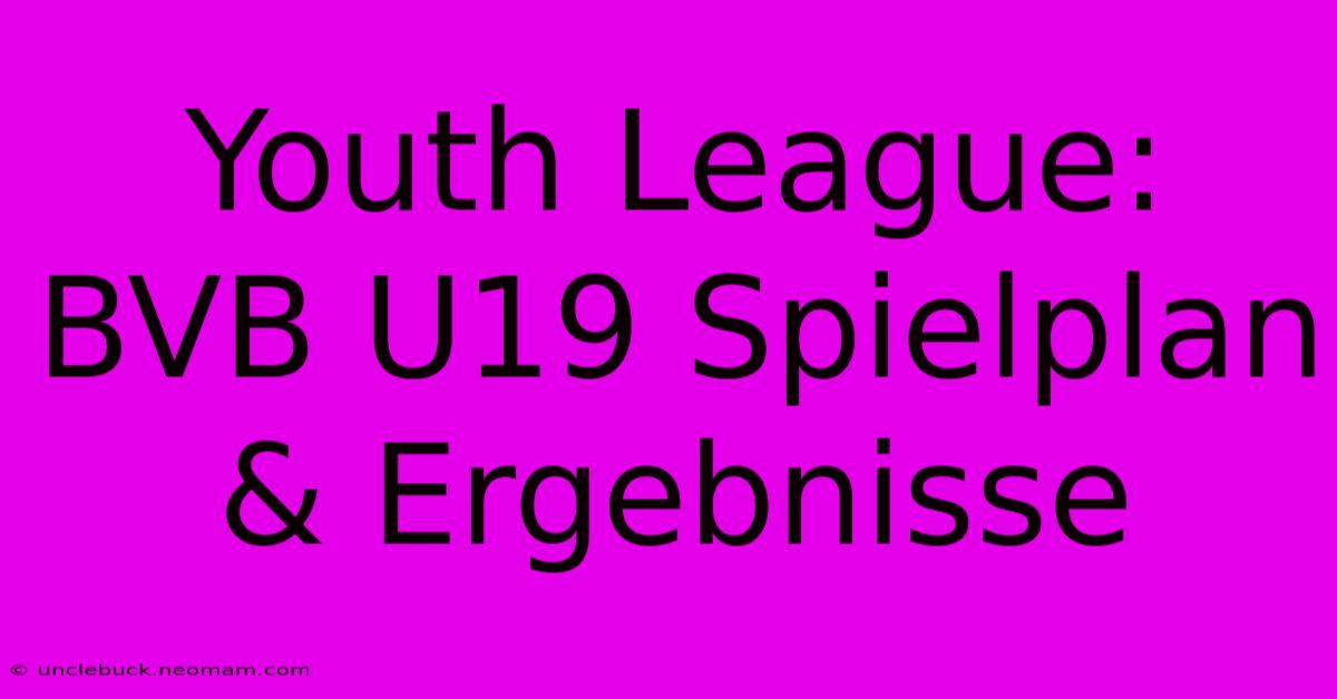 Youth League: BVB U19 Spielplan & Ergebnisse 